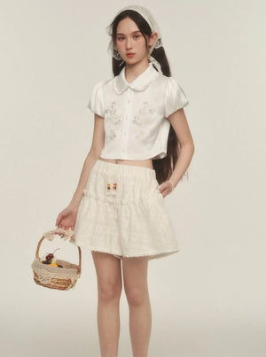 Airy Puff Sleeve Lace Shirt