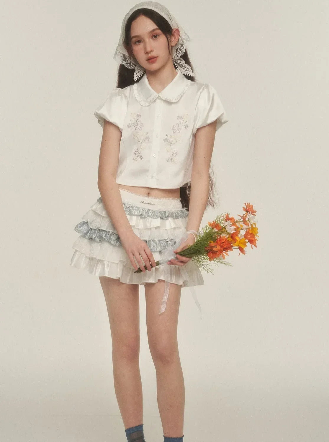 Airy Puff Sleeve Lace Shirt