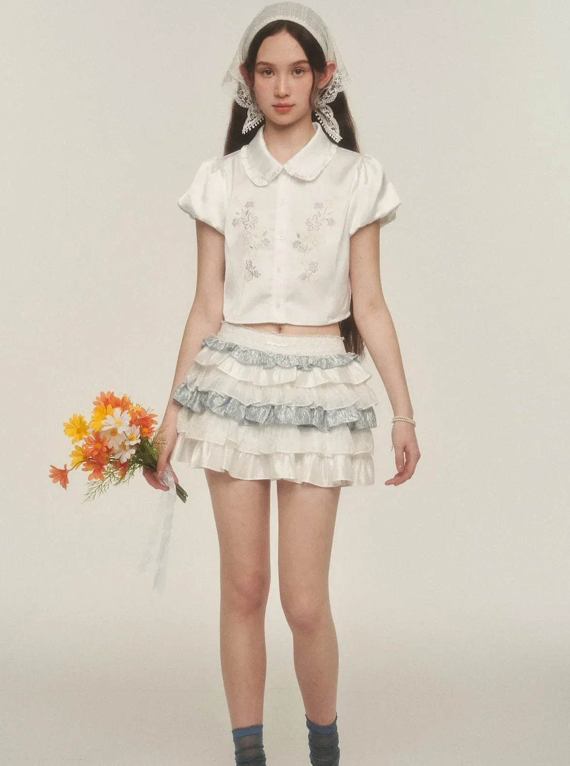 Airy Puff Sleeve Lace Shirt