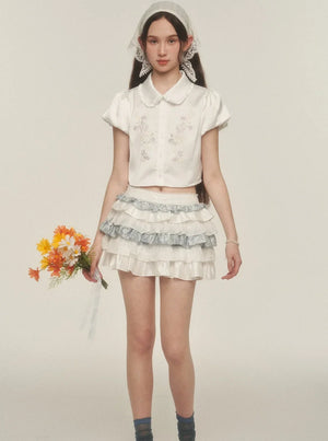 Airy Puff Sleeve Lace Shirt