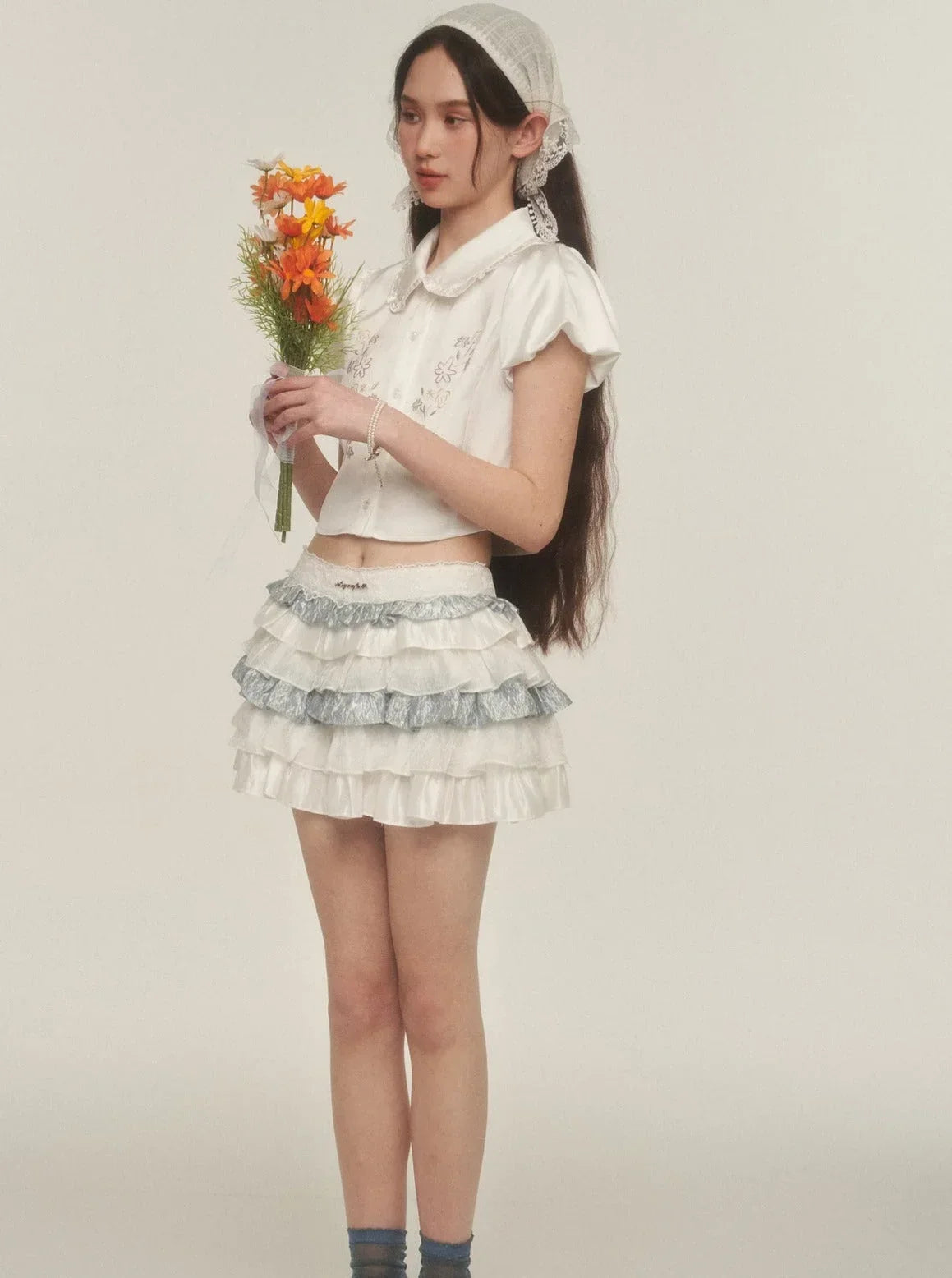 Airy Puff Sleeve Lace Shirt