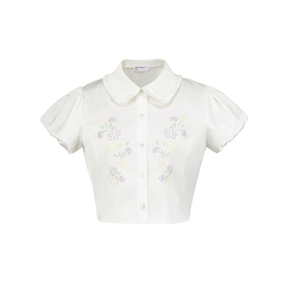 Airy Puff Sleeve Lace Shirt