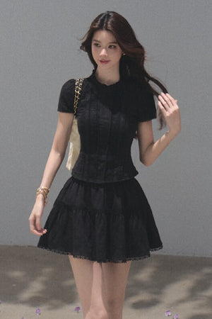 All Branches Cotton Short-Sleeve Top and Skirt Set