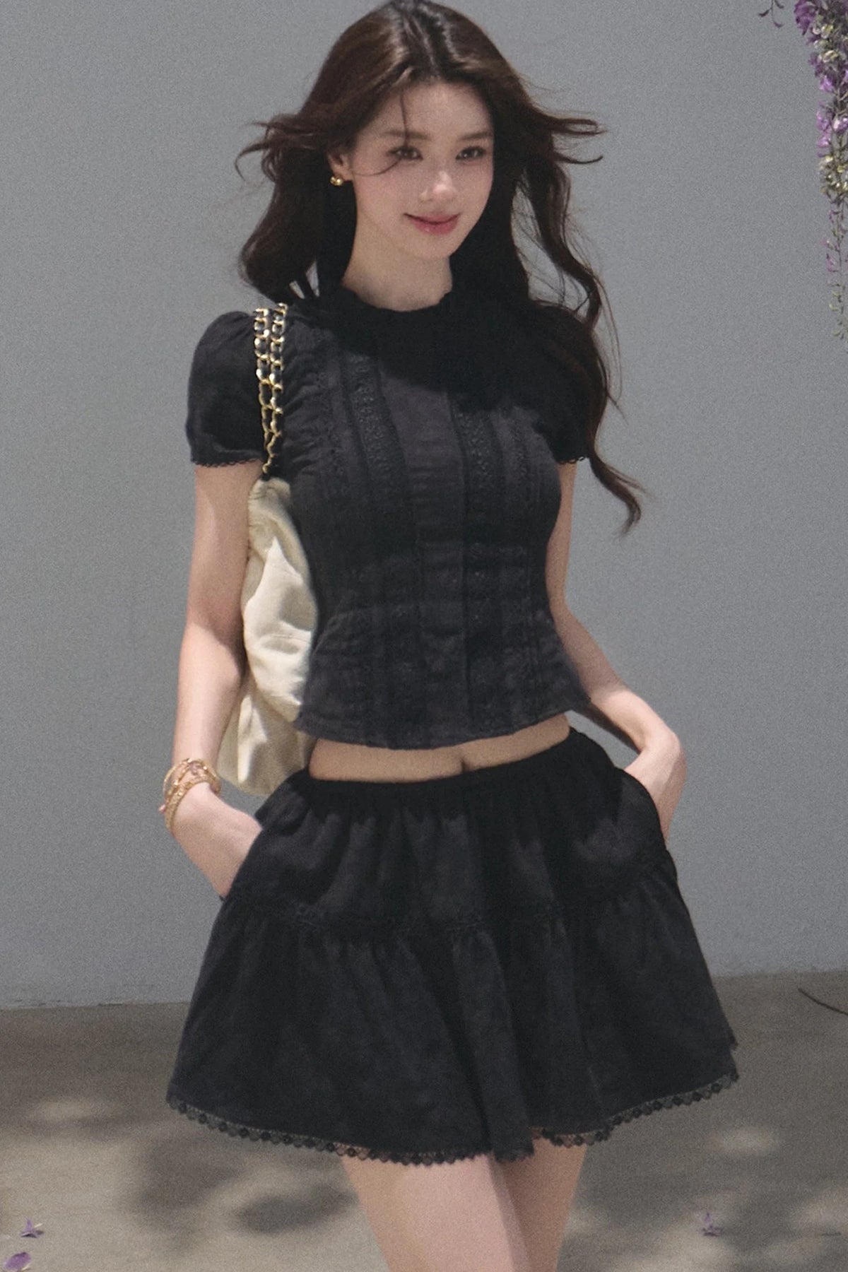 All Branches Cotton Short-Sleeve Top and Skirt Set
