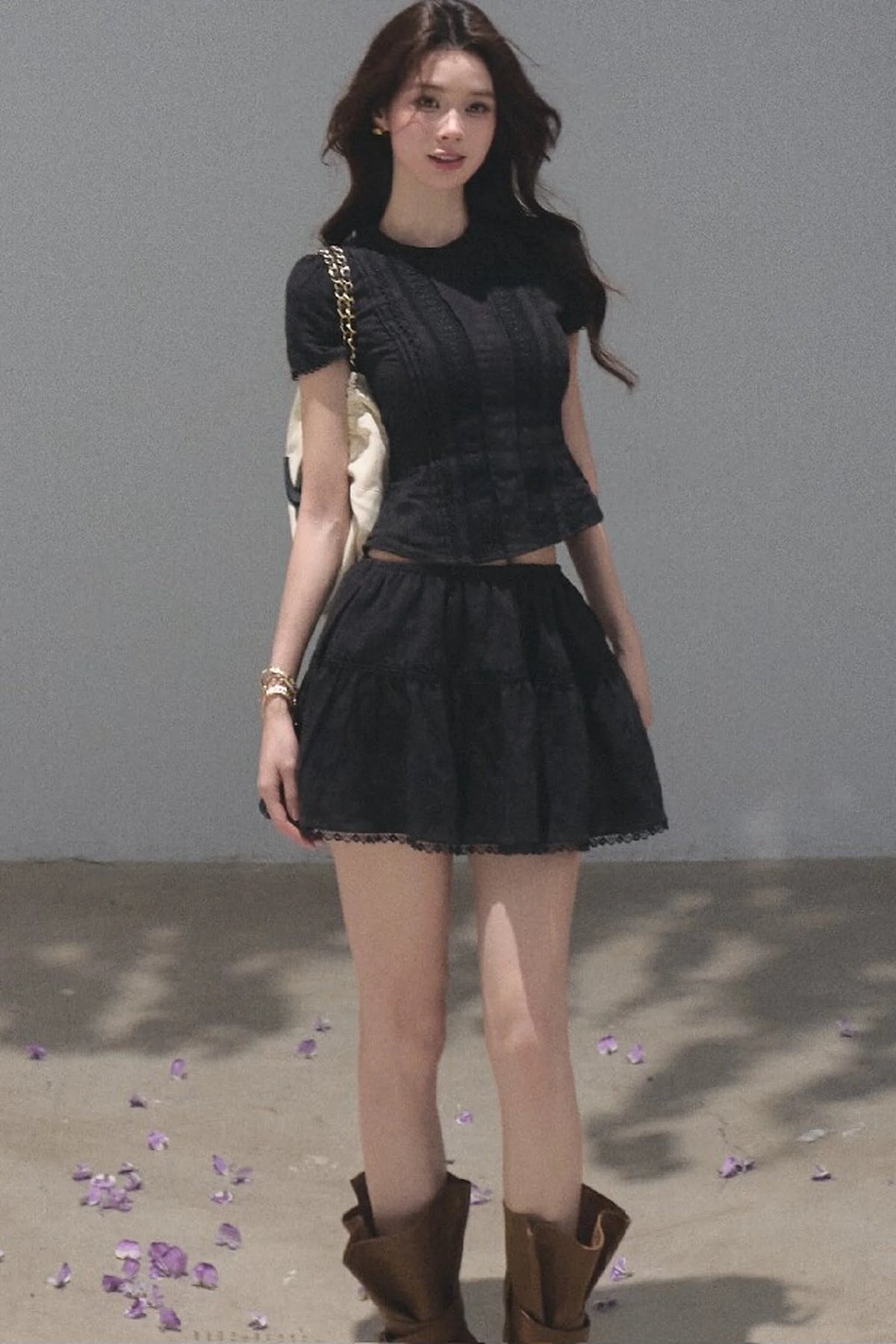 All Branches Cotton Short-Sleeve Top and Skirt Set
