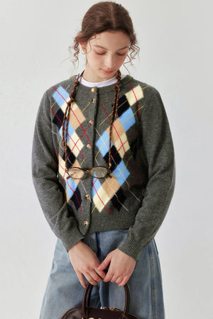 All-Wool Quilted Layering Sweater Cardigan