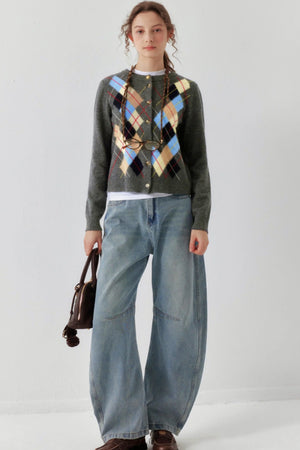 All-Wool Quilted Layering Sweater Cardigan