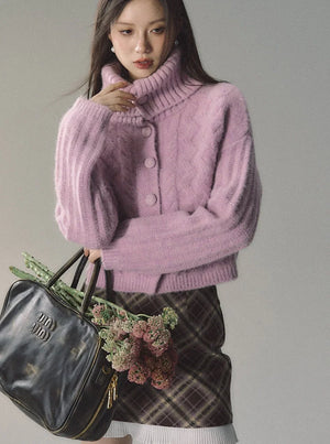 alpaca knit turtleneck sweater cardigan jacket