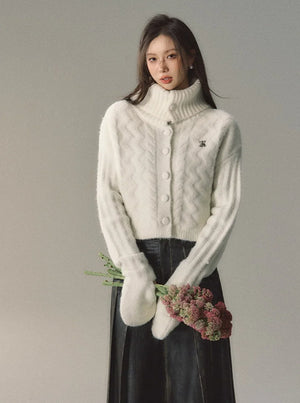 alpaca knit turtleneck sweater cardigan jacket