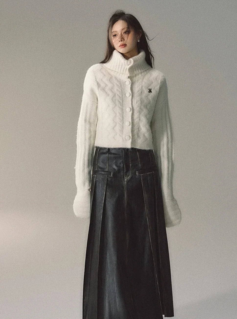 alpaca knit turtleneck sweater cardigan jacket