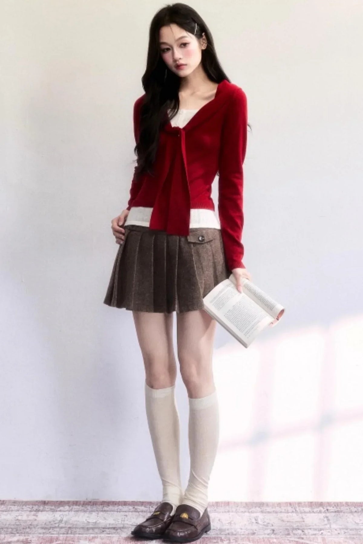 Amber Flow Wool Plaid Skirt