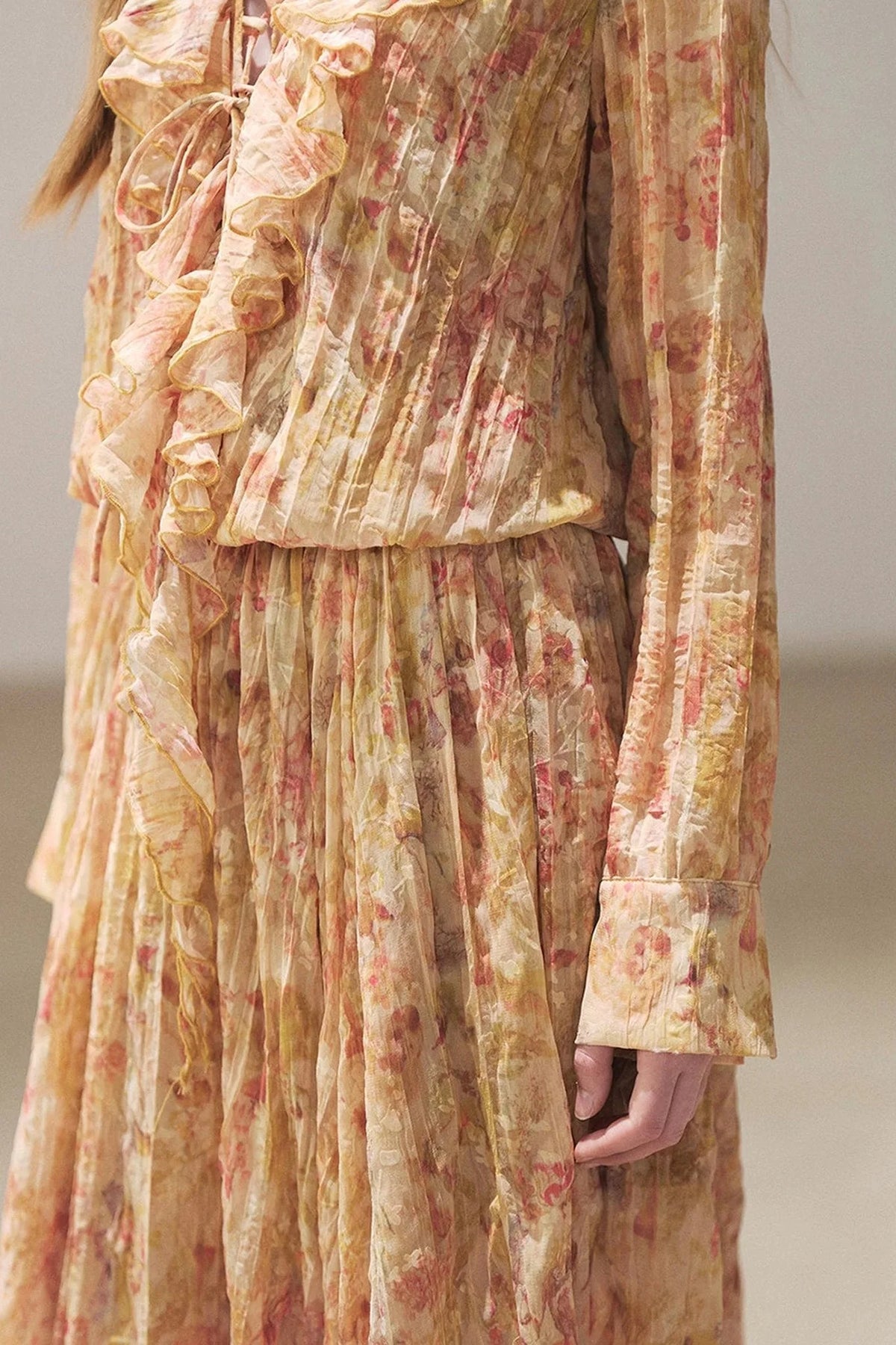 Amber Twilight Ruffled Floral Long Dress