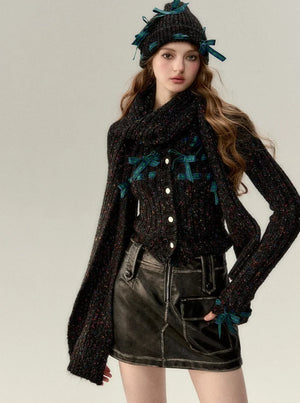Ambience Bow Sweater Cardigan Knit Top