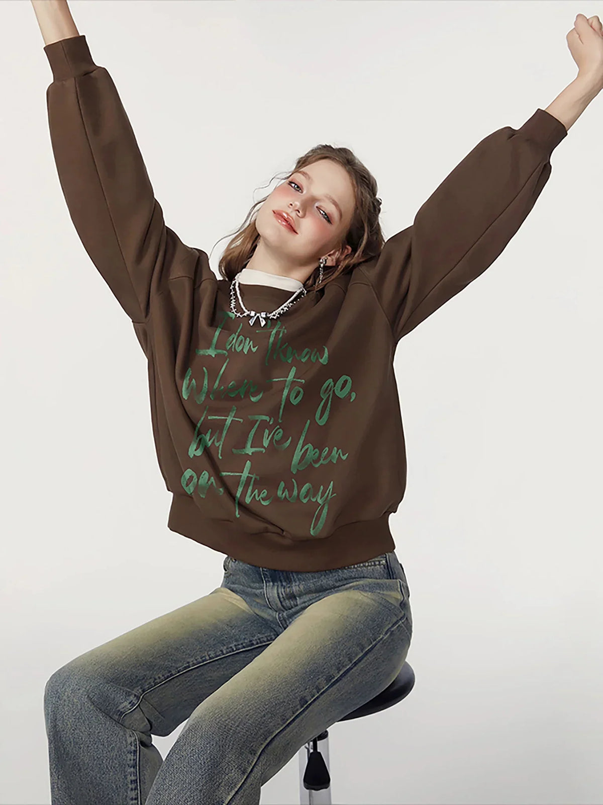 American Art Alphabet Pullover Round Neck Top