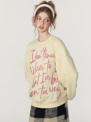 American Art Alphabet Pullover Round Neck Top