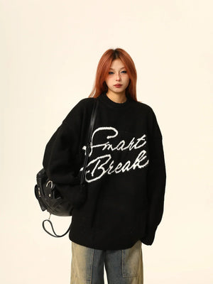 American letter knit sweater jacket