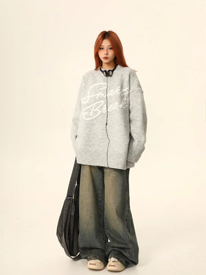 American letter knit sweater jacket