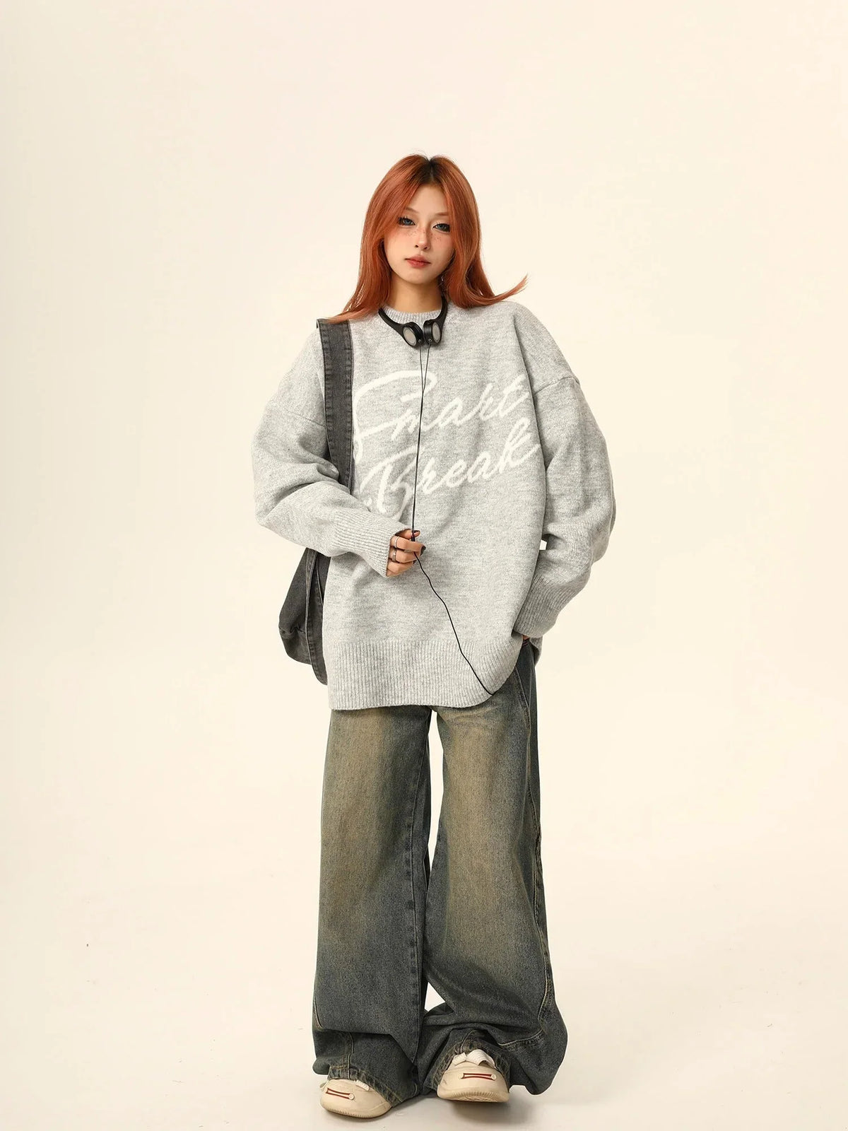 American letter knit sweater jacket