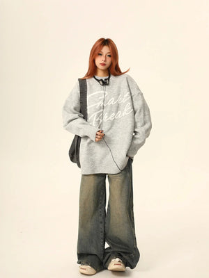 American letter knit sweater jacket
