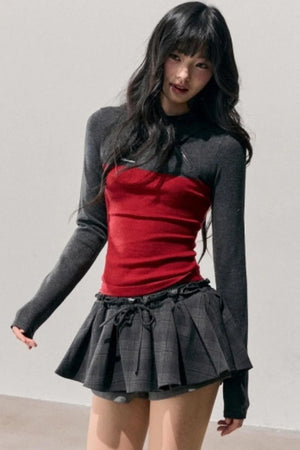American Long-Sleeve Polo Collar Knit Top