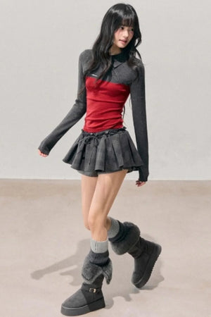 American Long-Sleeve Polo Collar Knit Top