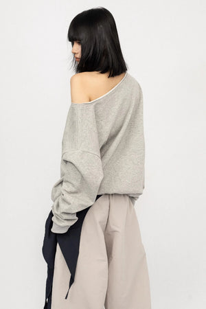 American Love Slanted Print Long Sleeve Top