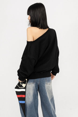 American Love Slanted Print Long Sleeve Top
