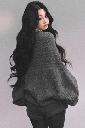American Off-Shoulder Cable Sweater