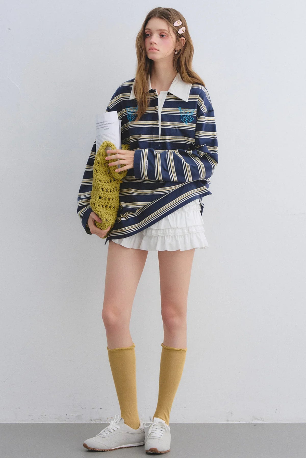 American Patchwork Striped Polo Blouse