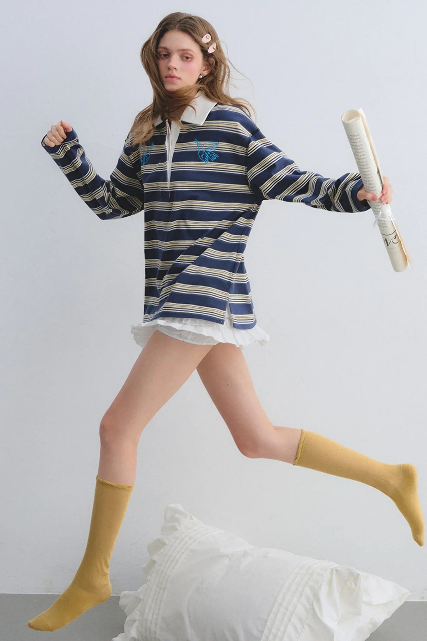 American Patchwork Striped Polo Blouse