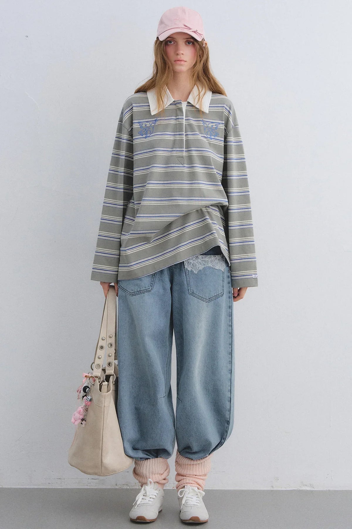 American Patchwork Striped Polo Blouse