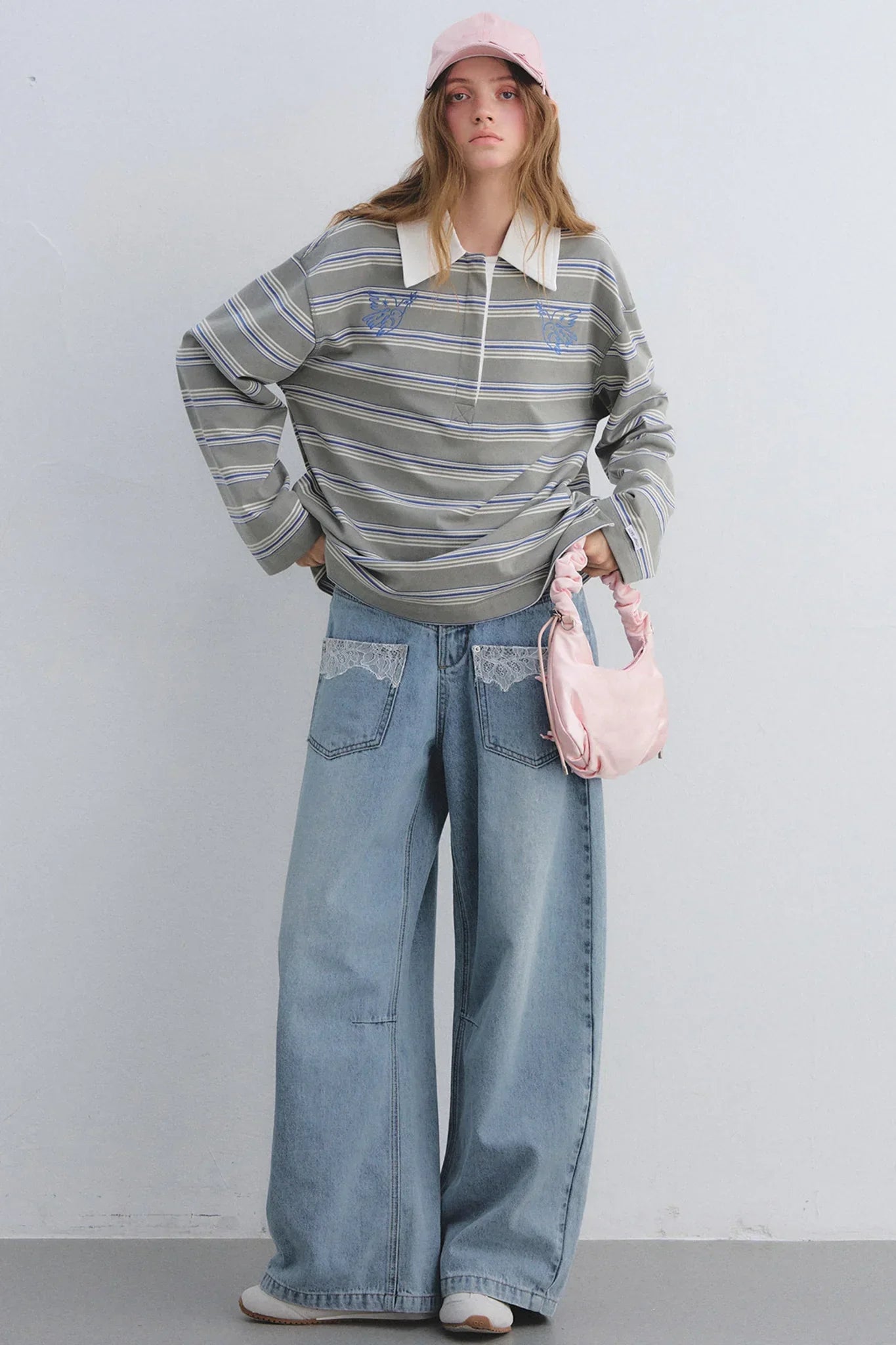 American Patchwork Striped Polo Blouse