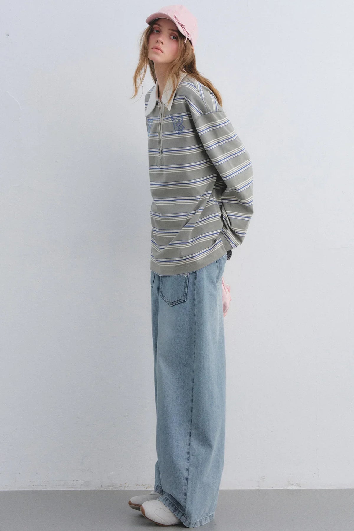 American Patchwork Striped Polo Blouse