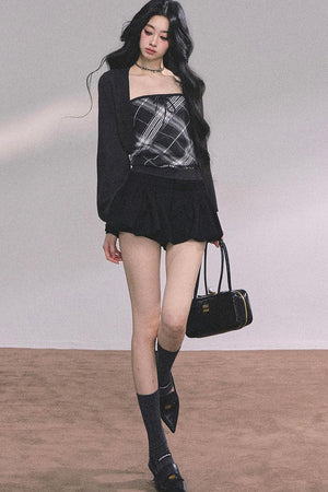 American Plaid Knitted Sweater Womens Two-Piece Set