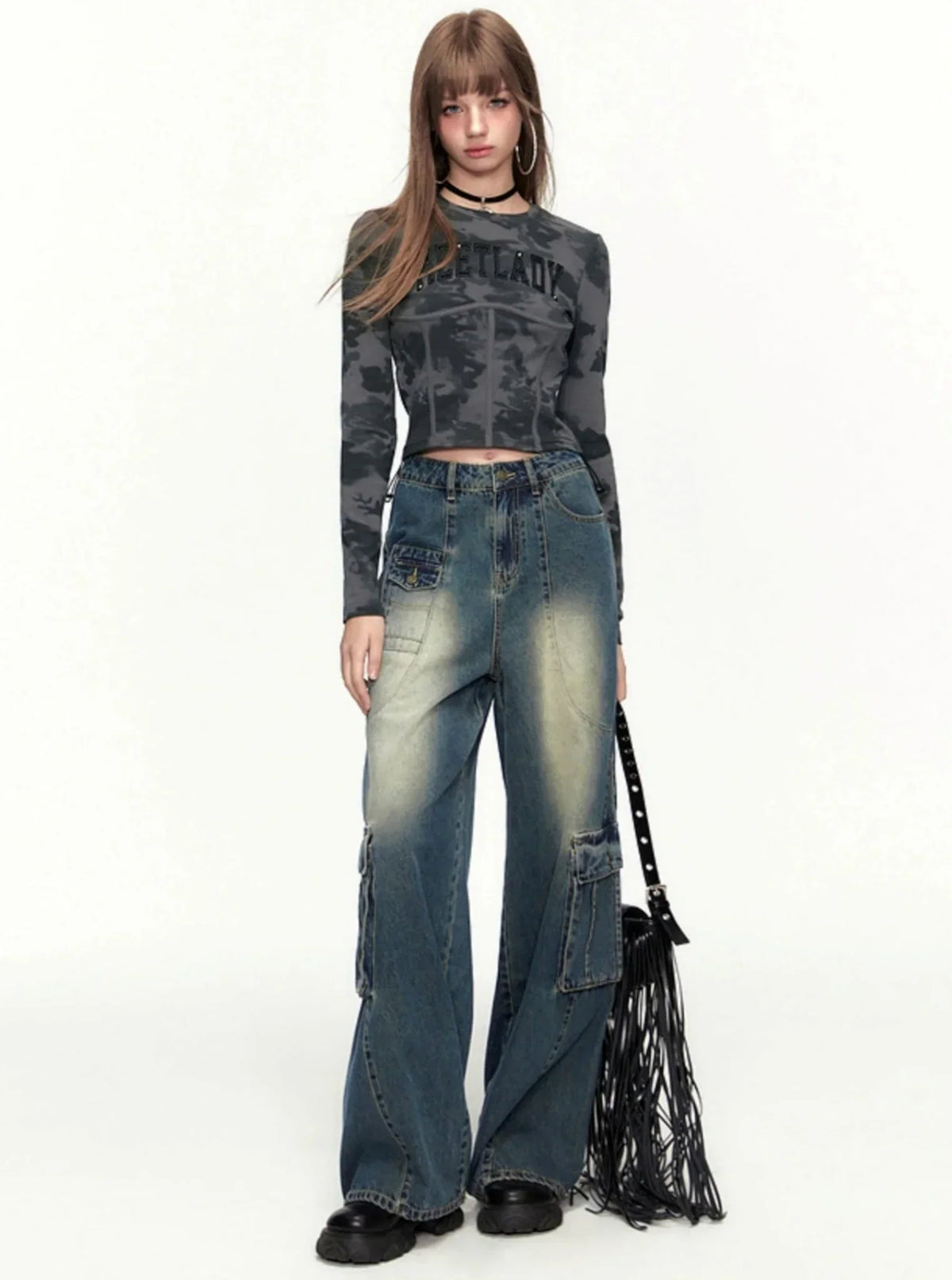 American Retro Camo Alphabet Slim Top