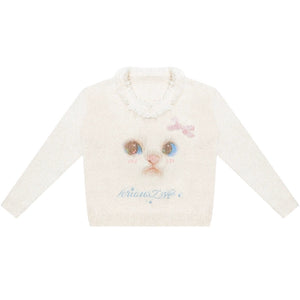 American Retro Cat Plush Sweater