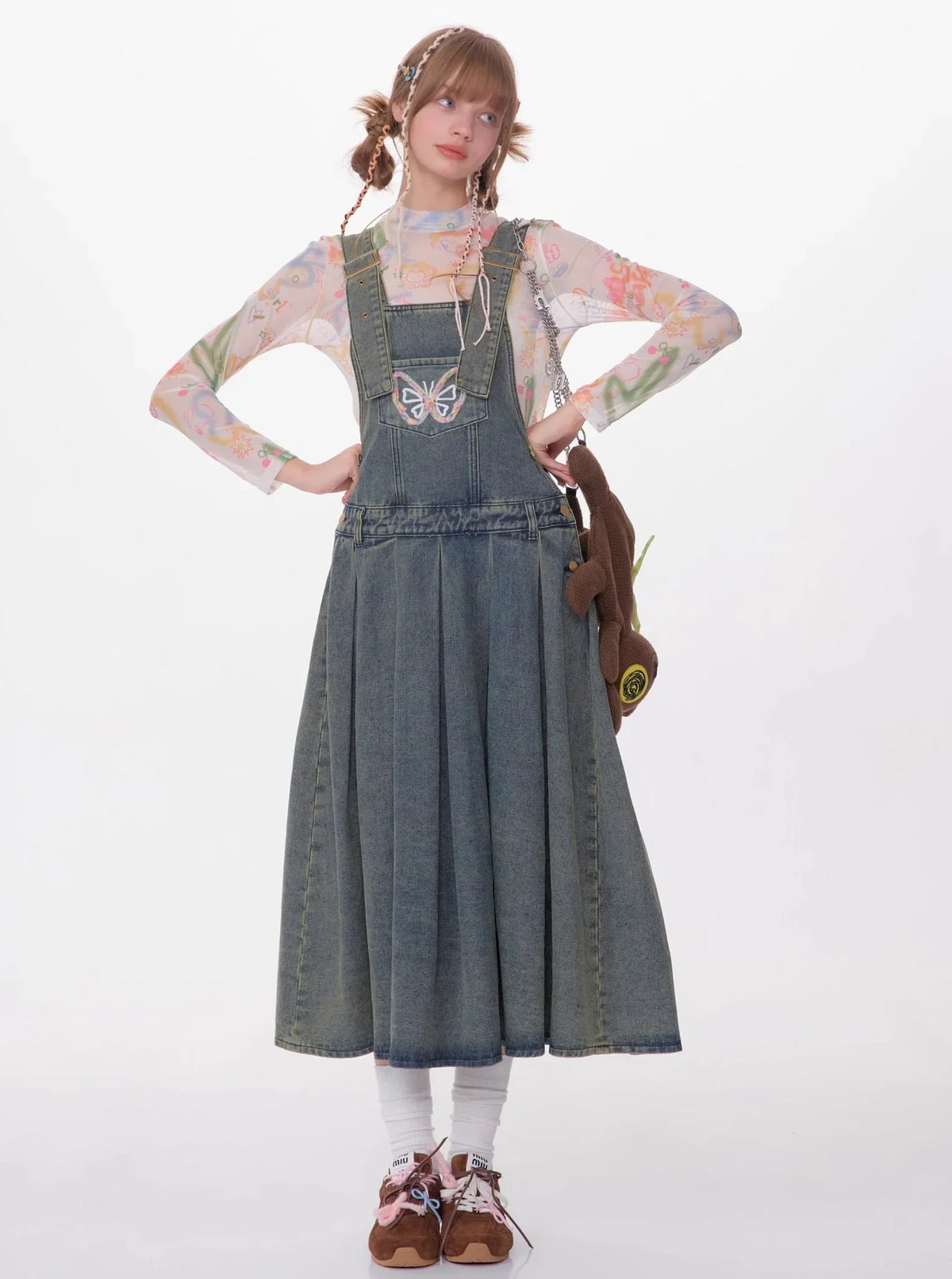 American Retro Design Sense Waist Butterfly Skirt