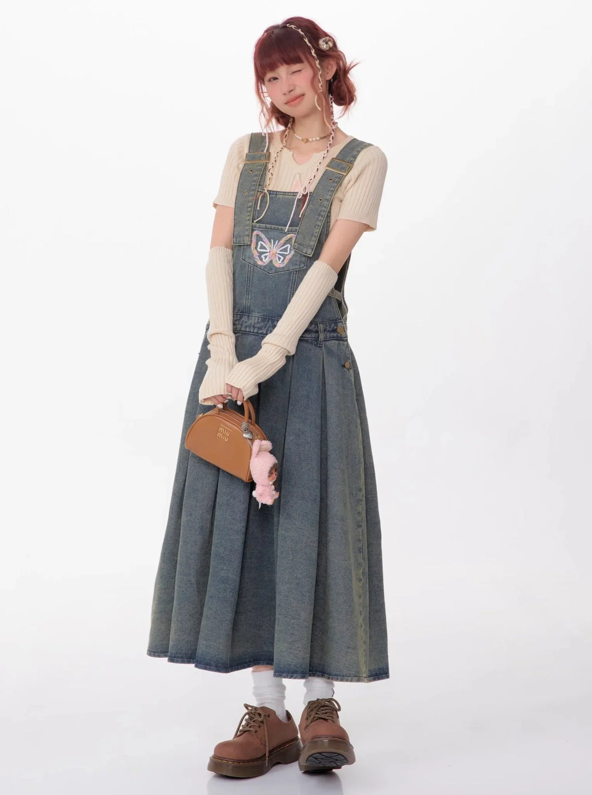 American Retro Design Sense Waist Butterfly Skirt