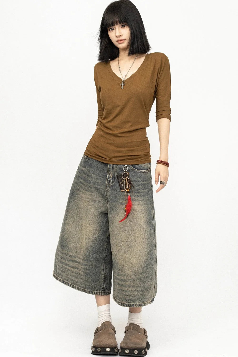 American Retro Distressed Denim Pants