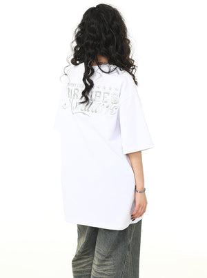 American Retro Embroidery Short Sleeve Top