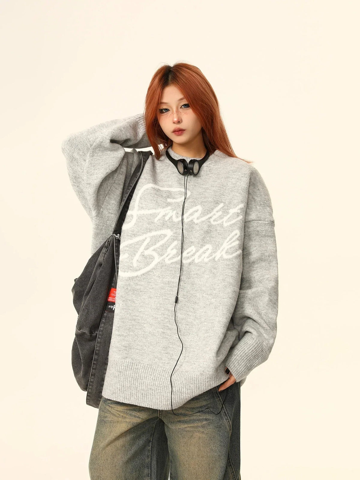 American retro gray sweater