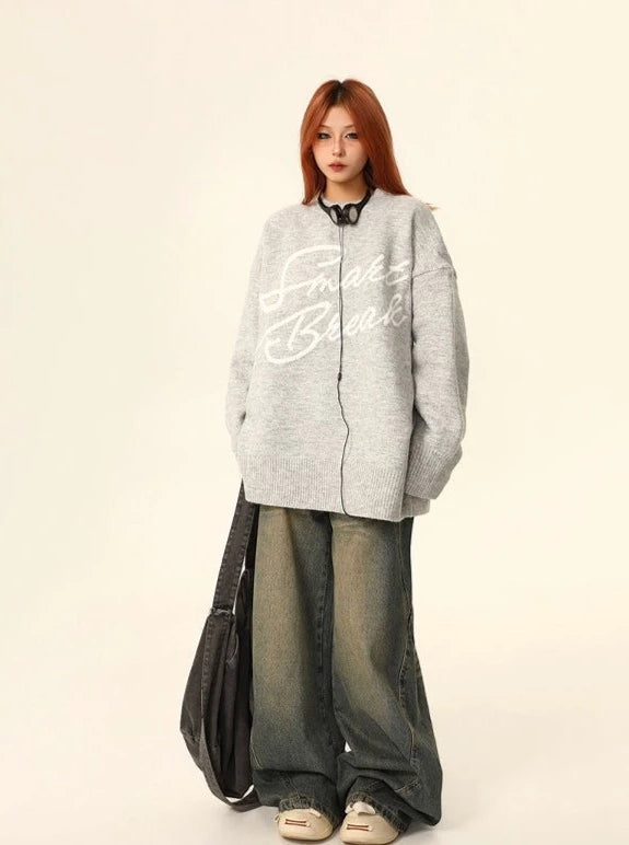 American retro gray sweater