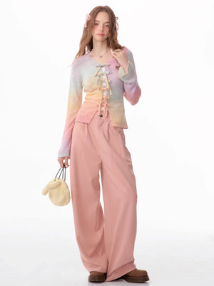 American retro high-waisted straight leg pants
