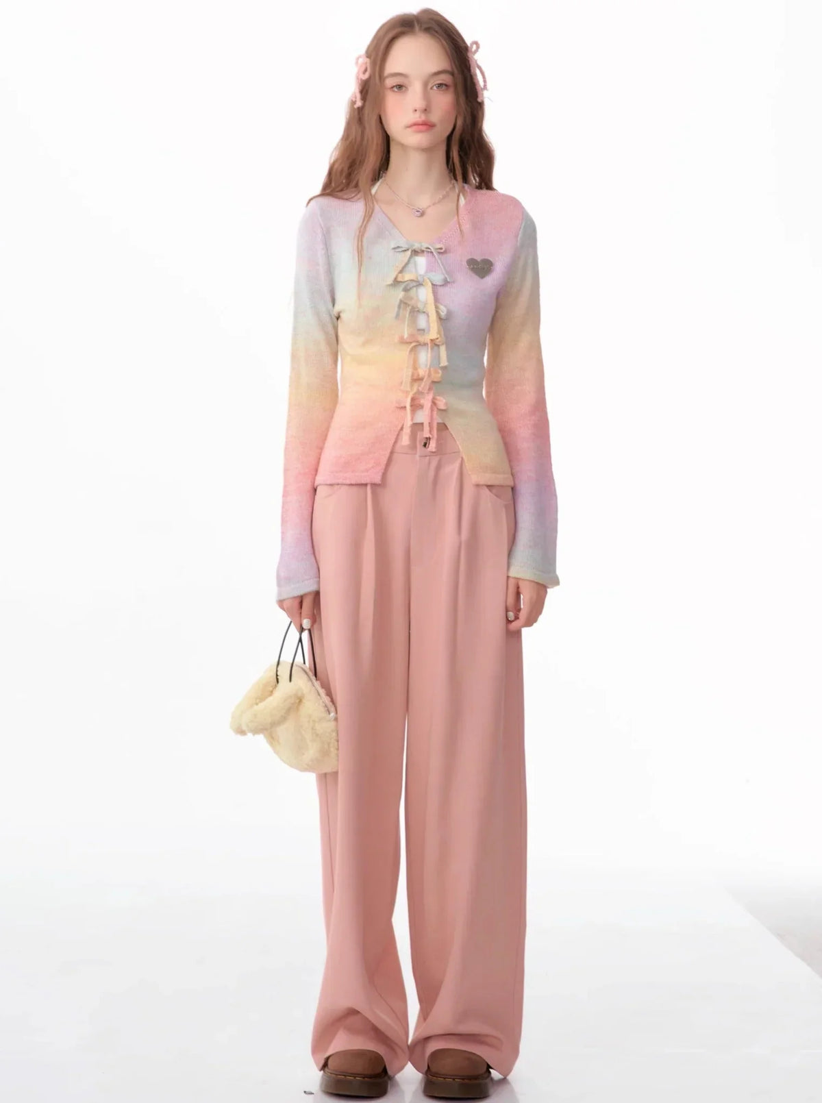 American retro high-waisted straight leg pants