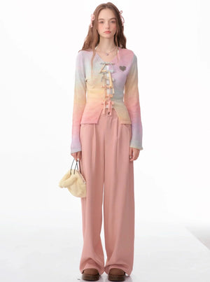 American retro high-waisted straight leg pants