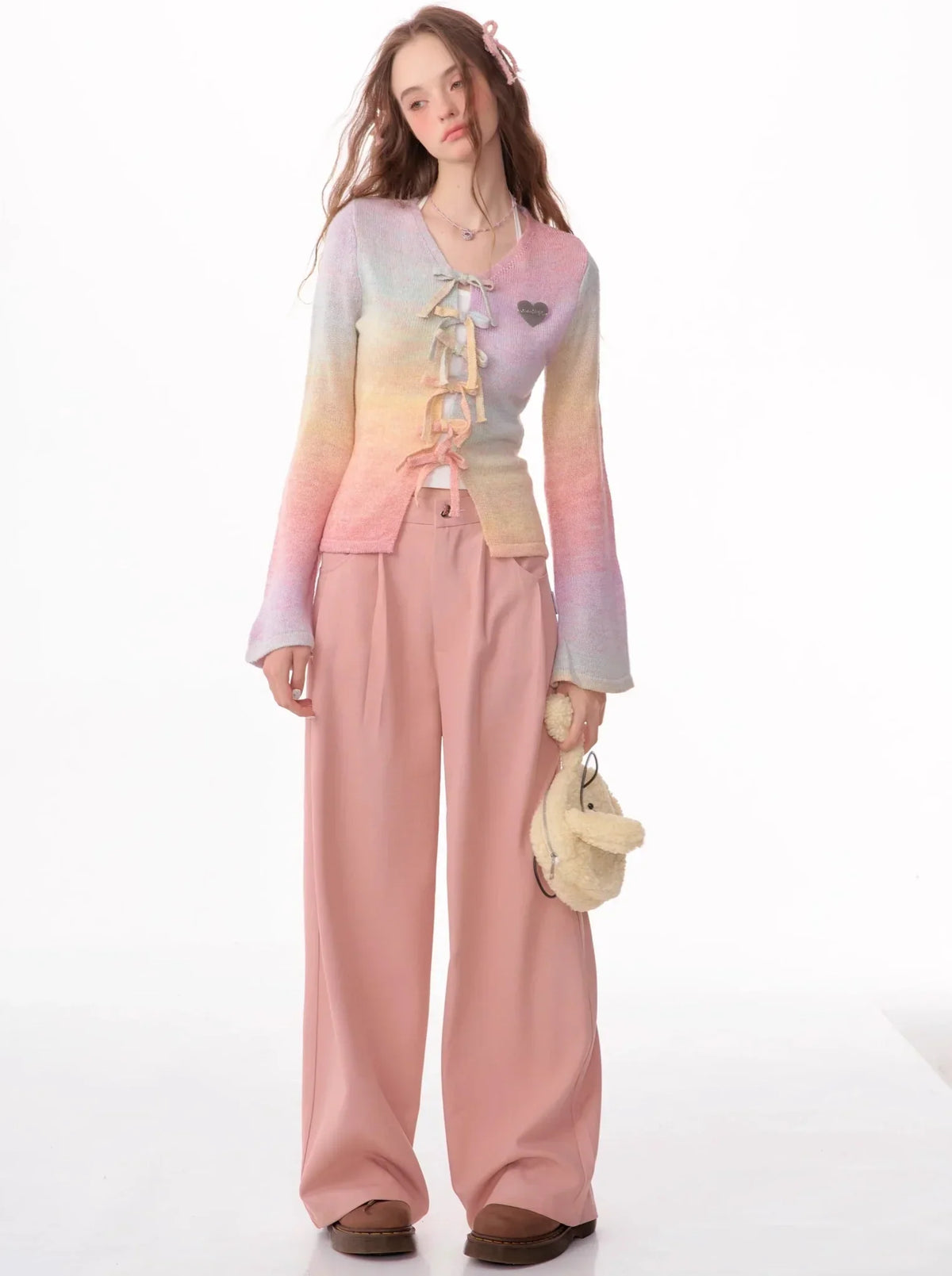 American retro high-waisted straight leg pants