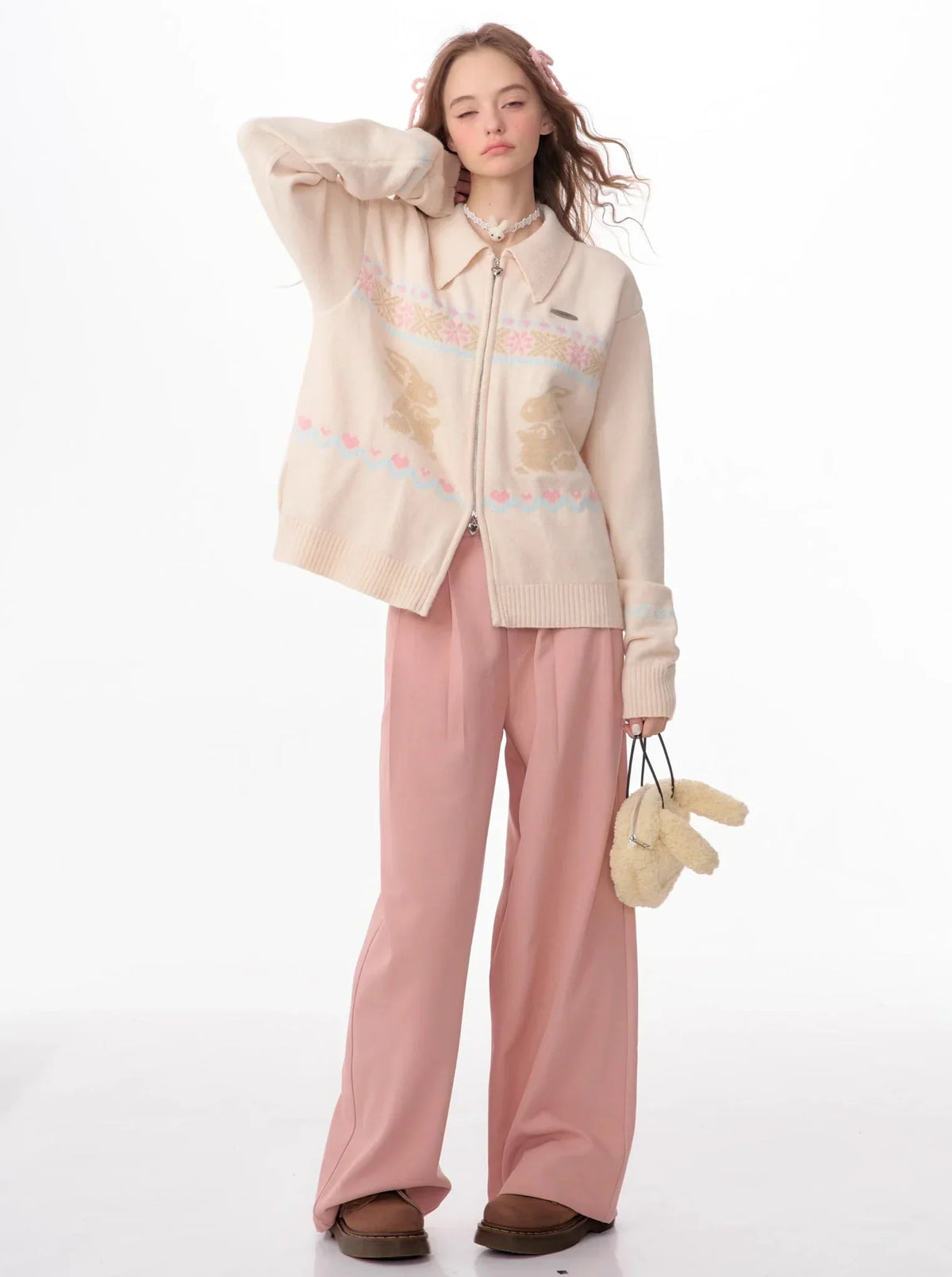 American retro high-waisted straight leg pants