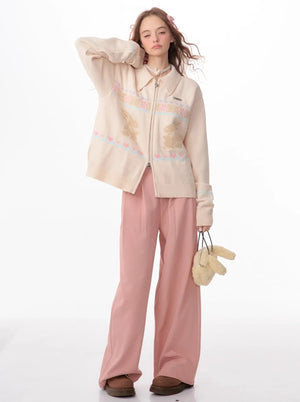 American retro high-waisted straight leg pants