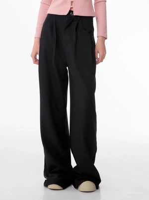 American retro high-waisted straight leg pants