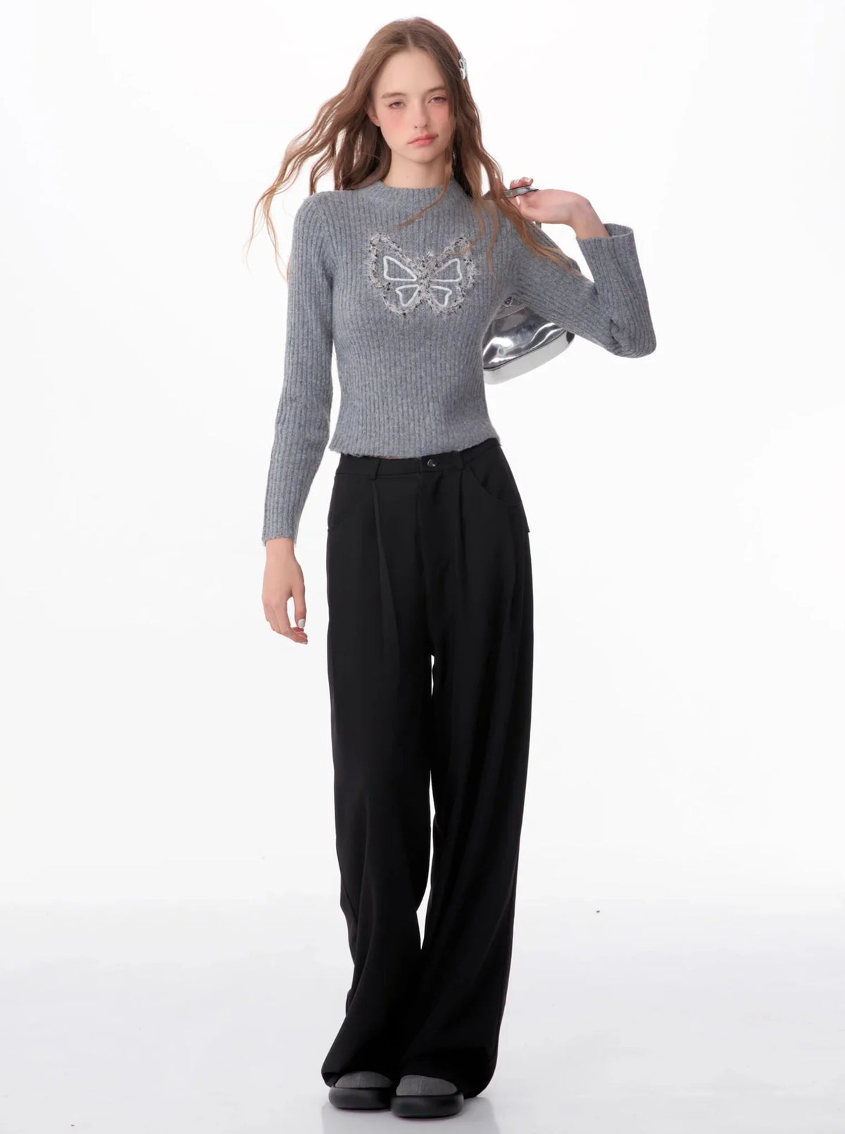 American retro high-waisted straight leg pants